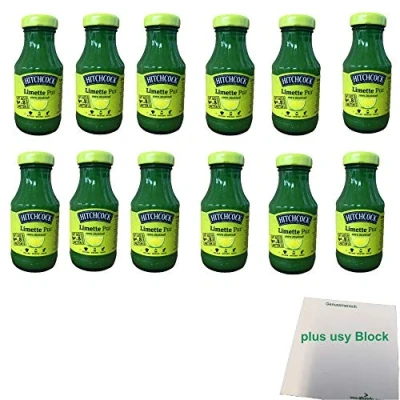 Abbildung von Hitchcock Limette Pur 12er Pack (12x200ml Flasche) + usy Block