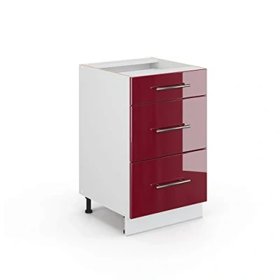 Abbildung von Vicco Unterschrank Fame Line, Bordeaux Hochglanz/Weiß, 50 cm ohne Arbeitsplatte