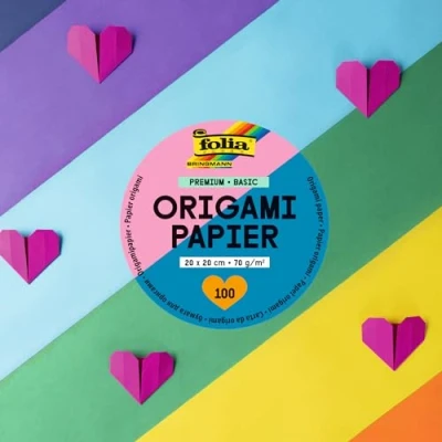 Abbildung von folia 89820 Premium Faltblätter 70g/m², BASIC, 20 x cm, 100 Blatt in 10 verschiedenen Farben, zum Basteln, Verzieren und Dekorieren