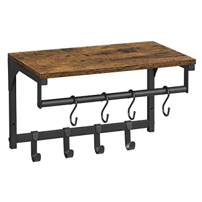 Abbildung von VASAGLE Wandgarderobe, Wandregale mit 8 Haken, 40 x 24 x 24 cm (L x B H)