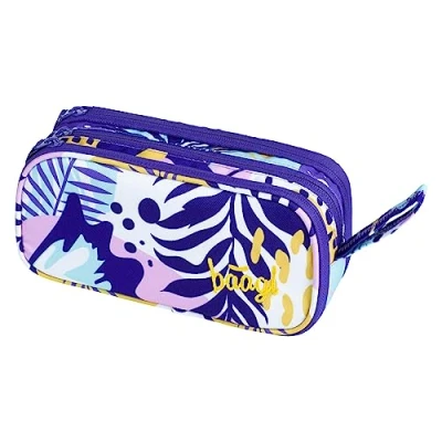 Abbildung von Baagl Federmäppchen für Mädchen, Schule Mäppchen, Federmappe mit 3 Fächer, Federtasche Teenager, Kinder Etui (Violet)