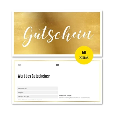 Abbildung von Frank Paperman Geschenkkarte Gutscheine &amp; Terminkarten, Goldfolienprägung, Stempelfeld, 100 % Recyclingpapier, Geschenkgutschein, Danke, Geburtstag