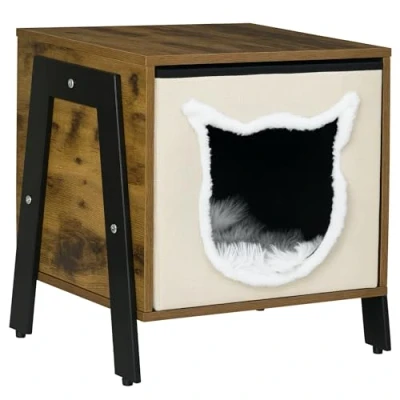 Abbildung von Katzenhaus Katzenhöhle mit Kissen, Katzenbett für Katzen bis 5 kg Leinen