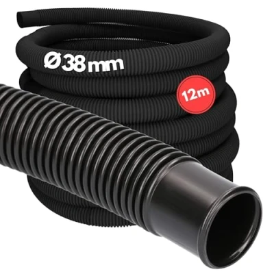 Abbildung von 12 Meter Kalitec Poolschlauch 38mm schwarz I Schwimmbadschlauch 38 mm Schlauch Pool für Poolpumpe flexibler Pumpenschlauch Formstabil und Trittfest