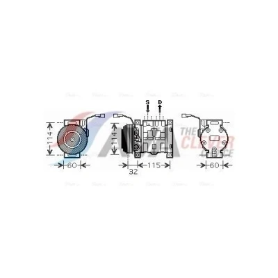 Abbildung von AVA COOLING SYSTEMS SZAK110 Kompressor 10S13C 12V PAG 46 R134a mit Kompressoröl, Magnetkupplung, ohne Diode SUZUKI: Grand Vitara 1 SUV
