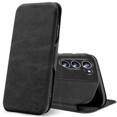 Abbildung von Verco Handyhülle für Samsung Galaxy S24, Premium Handy Flip Cover S24 Hülle [integr. Magnet] Book Case Tasche, Schwarz