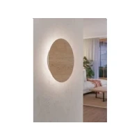 Abbildung von EGLO LED Wandlampe Alamilo, runde Wandleuchte für innen, Wandspot mit indirekter Beleuchtung Wohnzimmer und Flur, Holz in Natur Metall Weiß, FSC zertifiziert, warmweiß