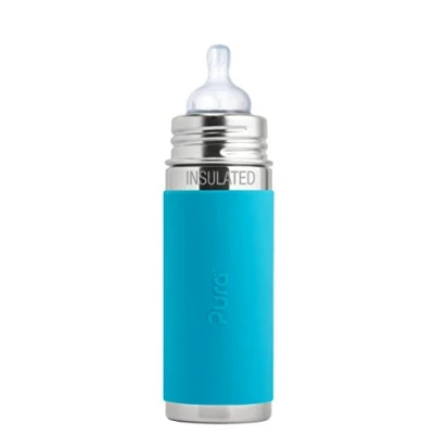 Abbildung von Pura Isolierte Edelstahl Flasche mit Silikon (Nippel Kunststoff frei, ungiftig zertifiziert, BPA frei), aqua&#039;