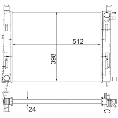 Abbildung von MAHLE ORIGINAL CR 2166 001S Kühler, Motorkühlung 512 396 24 Kühlrippen mechanisch gefügt DACIA: LOGAN MCV 2, Duster SUV, SANDERO 2