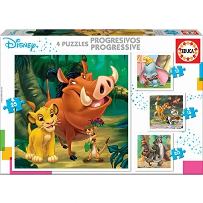 Abbildung von Educa Puzzle Disney 4 in 1 Kinderpuzzle Set Progressive Puzzles mit 12, 16, 20, 25 Teilen ab 3 Jahren (18104)
