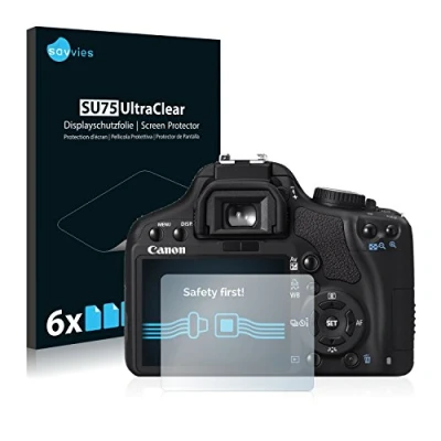 Abbildung von Savvies 6 Stück Schutzfolie für Canon EOS 450D Displayschutz Folie Ultra Transparent