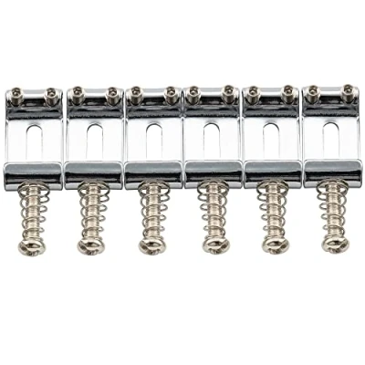 Abbildung von Musiclily Pro 10,5 mm Stahl Vintage Style Gitarrenbrücke Saitenreiter für Strat Stratocaster E Gitarre, Chrom (6er Set)