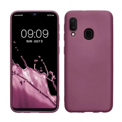 Abbildung von kwmobile Case kompatibel mit Samsung Galaxy A20e Hülle Schutzhülle aus Silikon metallisch schimmernd Handyhülle Metallic Lavendel
