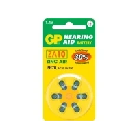 Abbildung von GP ZA10 Blister 6 Stück Zink Luftknopfbatterien kompatibel mit PR70/DA230/230HPX