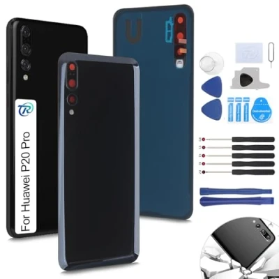 Abbildung von RongZy Akkudeckel Geeignet für Huawei P20 Pro Backcover batterietür Gehäuse Rückseite mit Tool kit (Schwarz)