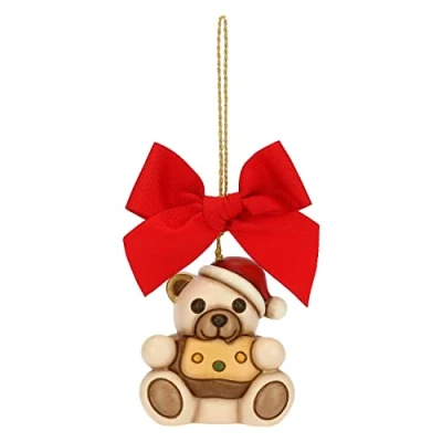 Abbildung von THUN Weihnachtsschmuck, Teddy mit großer Keramik Panettone von Hand verziert Geschenkidee Weihnachten 2022 5,7 x 4,5 6 cm H