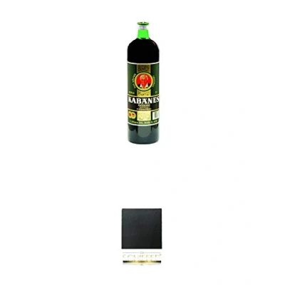 Abbildung von Kabänes Kräuterlikör aus Deutschland 0,7 Liter + Schiefer Glasuntersetzer eckig ca. 9,5 cm Durchmesser