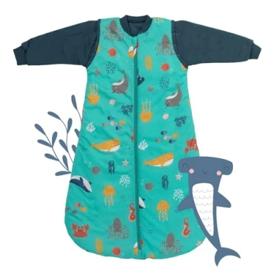 Abbildung von schlummersack Kinder Schlafsack Sommer 150 cm dünn Meerestiere Sommerschlafsack 1.0 Tog 1 Baby Frühling