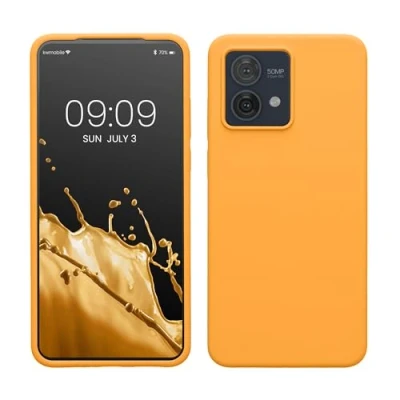 Abbildung von kwmobile Hülle kompatibel mit Motorola Moto G84 5G Silikon Handy Case Handyhülle weiche Oberfläche kabelloses Laden Fruity Orange