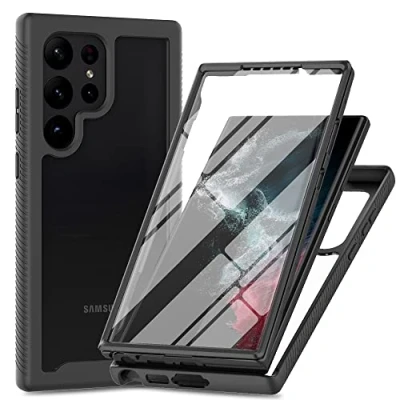 Abbildung von XINNI Hülle für Samsung Galaxy S24 Ultra 5G, 360 Grad Stoßfeste Schutzhülle mit Integriertem Bildschirmschutz, Robuster Bumper Outdoor Full Body Case, Schwarz
