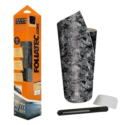 Abbildung von Foliatec Cockpit Designfolie Forged Carbon Folie für Auto Fahrzeuginnenraum Außenspiegel Zierleisten, schwarz strukturiert, 50 x cm