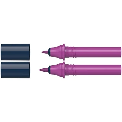 Abbildung von Schneider 040 Paint It Twinmarker Patronen (Brush Tip &amp; 1,0 mm Rundspitze, farbintensive Tinte auf Wasserbasis, für die Anwendung Papier, 95% recycelter Kunststoff) dark violet 144