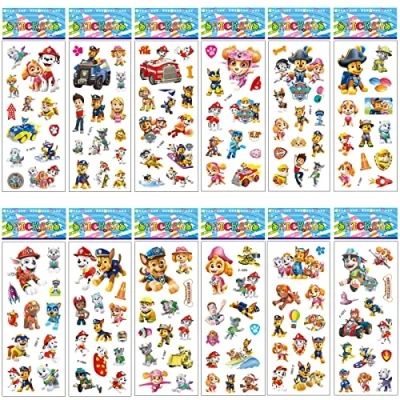 Abbildung von SUNYOVIME Paw Patrol 3D Sticker Kinder Kleinkinder,12 Blätter Puffy Aufkleber Anime Set, für Belohnungsaufkleber Kinder,Mitgebsel Kindergeburtstag Gastgeschenke