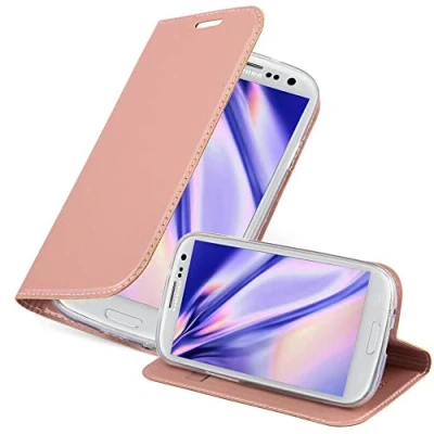 Abbildung von Cadorabo Hülle kompatibel mit Samsung Galaxy S3 Mini aus Premium Kunst Leder Flip Klappbare Stoßfeste Magnetische [Standfunktion] [Kartenfächern] Cover für Tasche in Rosa