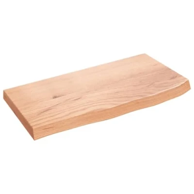 Abbildung von vidaXL Waschtischplatte, Multifunktional Arbeitsplatte mit Naturkante, Waschtischkonsole Tischplatte für Badezimmer, Holzplatte Platte, Hellbraun 60x30x(2 4) cm Massivholz Behandelt