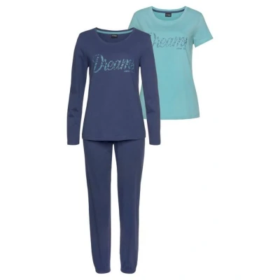 Abbildung von Vivance Dreams Pyjama, (Set, 3 tlg.), mit Frontschriftzug