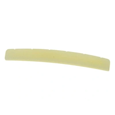 Abbildung von Kaish 43 mm gebogener, ungebleichter Gitarren Knochensattel, geschlitzter Knochensattel für Strat /Tele Gitarren, x 3,2 mm.