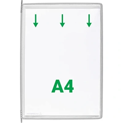 Abbildung von Tarifold 114000 A4 PVC Taschen mit Zapfen für Wanddisplayset und Dokumentenablage aus Metall, grau, 10