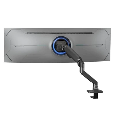Abbildung von Robuster Aluminium Gasfeder Monitorarm für Flach /Ultrawide /Cruved Monitore 86,4124,5 cm und Neue 144,8 Bildschirme, Tragkraft bis zu 20 kg, Schwarz