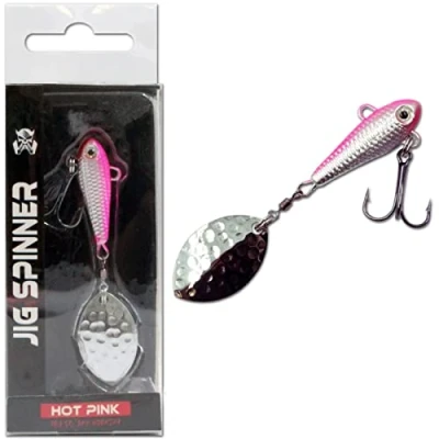 Abbildung von Wild Devil Baits Jig Spinner Spin Bleikopfspinner Spoon (10g, Hot Pink)