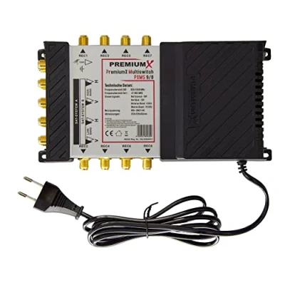 Abbildung von PremiumX PXMS 9/8 Multischalter mit Netzteil Multiswitch 2 SAT für 8 Teilnehmer Satverteiler Digital HDTV FullHD 4K UHD 8K