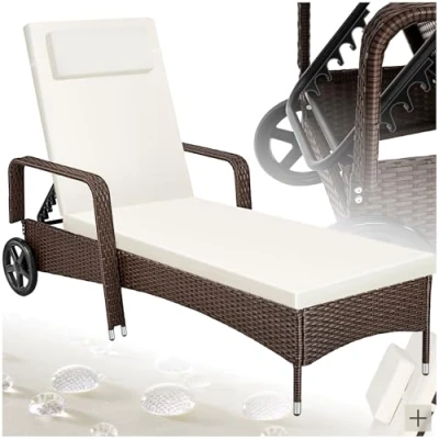 Abbildung von tectake Gartenliege Rattan Sonnenliege, 1, 1 St., 1tlg., widerstandsfähig