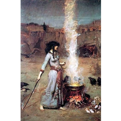 Abbildung von 1art1 John William Waterhouse XXL Poster Der Magische Kreis, 1886 Plakat Bild 120x80 cm