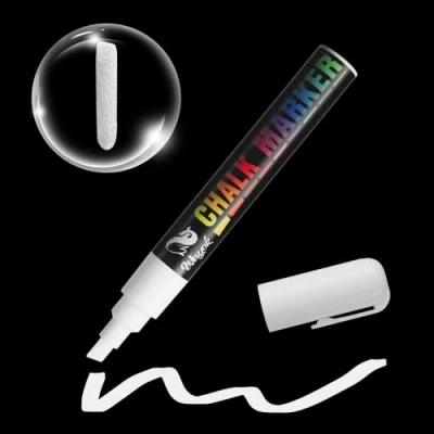 Abbildung von WISYOK Kreidestift Weiß, 1 Kreidemarker Weiss, Weißwandstifte, Flipchart Stifte, Folienstift Wasserlöslich, Kreidestifte für Tafel Abwaschbar, Whiteboard Marker, Weiße, 6 mm Wendespitze