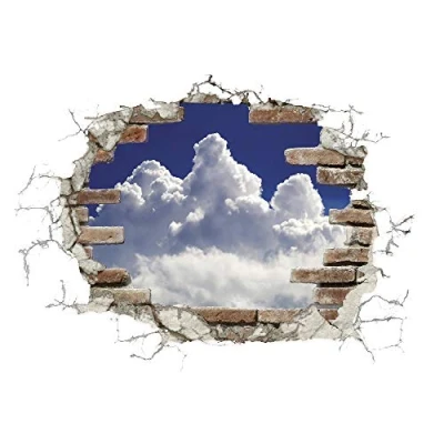 Abbildung von Komar Deco Break Out Clouds 100 x 70 cm, Wand, Dekoration, Aufkleber, Sticker, Mauerdurchbruch 17724h Wandtattoo, Polyethylen (PE), bunt, Größe: 50 cm (Breite Höhe), 1 Teil