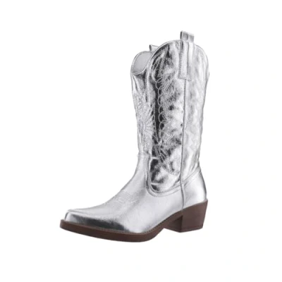 Abbildung von Elara Cowboy/Bikerboot, Damen, Größe: 37, Silberfarben Schuhe
