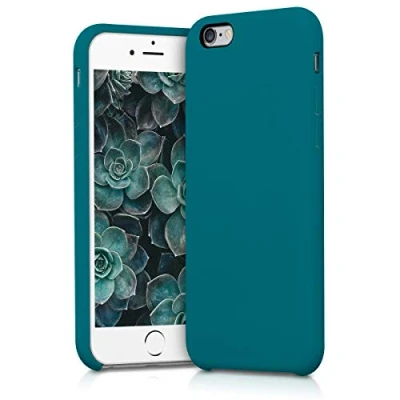 Abbildung von kwmobile Hülle kompatibel mit Apple iPhone 6 / 6S Silikon Handy Case Handyhülle weiche Oberfläche kabelloses Laden Petrol matt