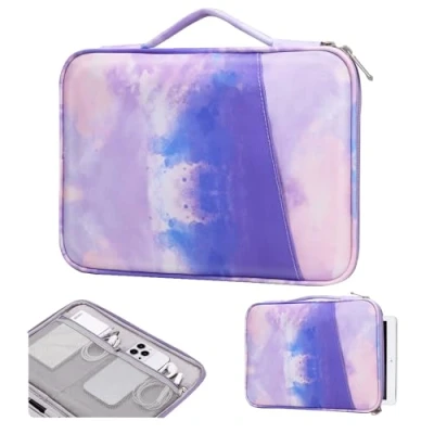 Abbildung von TiMOVO 9 11&quot; Tablet Hülle für iPad 10. Gen. 10.9&quot;, 9/8/7. 10.2&quot;, Air 11/Air 5/4. Galaxy Tab A9+/A9 Plus 11&quot;, Schutztasche mit Taschen, Aquarell Lila