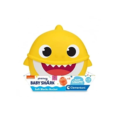 Abbildung von Clementoni Soft Clemmy Baby Shark Eimer Set Bausteine Made in Italy, 10 Monate, 17427, Mehrfarbig