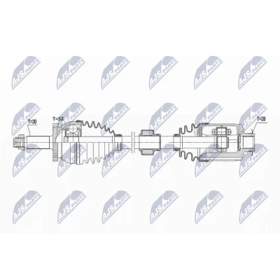 Abbildung von NTY NPW HY 573 Antriebswelle Vorderachse rechts 591 101 HYUNDAI: SANTA FE 2