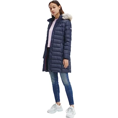 Abbildung von Tommy Jeans Essential Hooded Daunenmantel, Damen, Größe: XS, Twilight navy