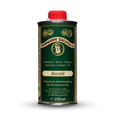Abbildung von Hermann Sachse Hartöl 250ml für Eiche Nussbaum Akazie Buche farblos Holzöl zur Pflege im Innenbereich Arbeitsplattenöl Öl Tische Möbelöl auf Basis Leinölfirnis