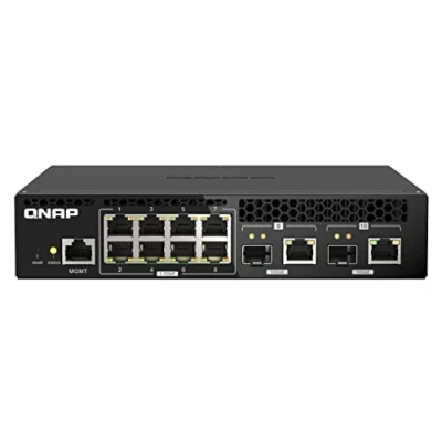 Abbildung von Qnap QSW M2108R 2C, 8 Port 2,5 Gbit/s, 2 10 Gbit/s SFP+/ NBASE T Combo, Web Managed Switch, Rackmount Design, neues Rack Mount Kit