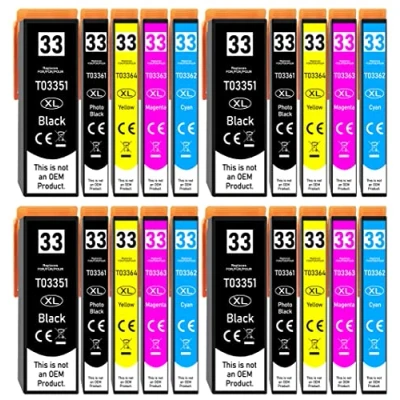 Abbildung von 20er Multipack kompatibel mit Epson 33XL Druckerpatronen für Drucker XP 540 530 7100 645 640 635 630 900 830