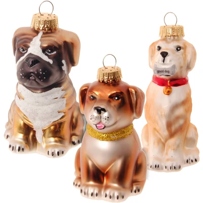 Abbildung von Krebs Glas Lauscha Christbaumschmuck &quot;mit 3 verschiedenen Hunden&quot;, (Set, tlg.), Weihnachtsdeko, Christbaumkugeln aus Glas, Weihnachtsbaumkugel