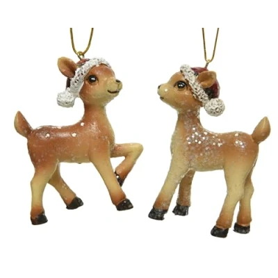 Abbildung von Decoris season decorations Christbaumschmuck, Christbaumschmuck Rehkitz 8,5cm Keramik Figur 1 Stück sortiert Braun